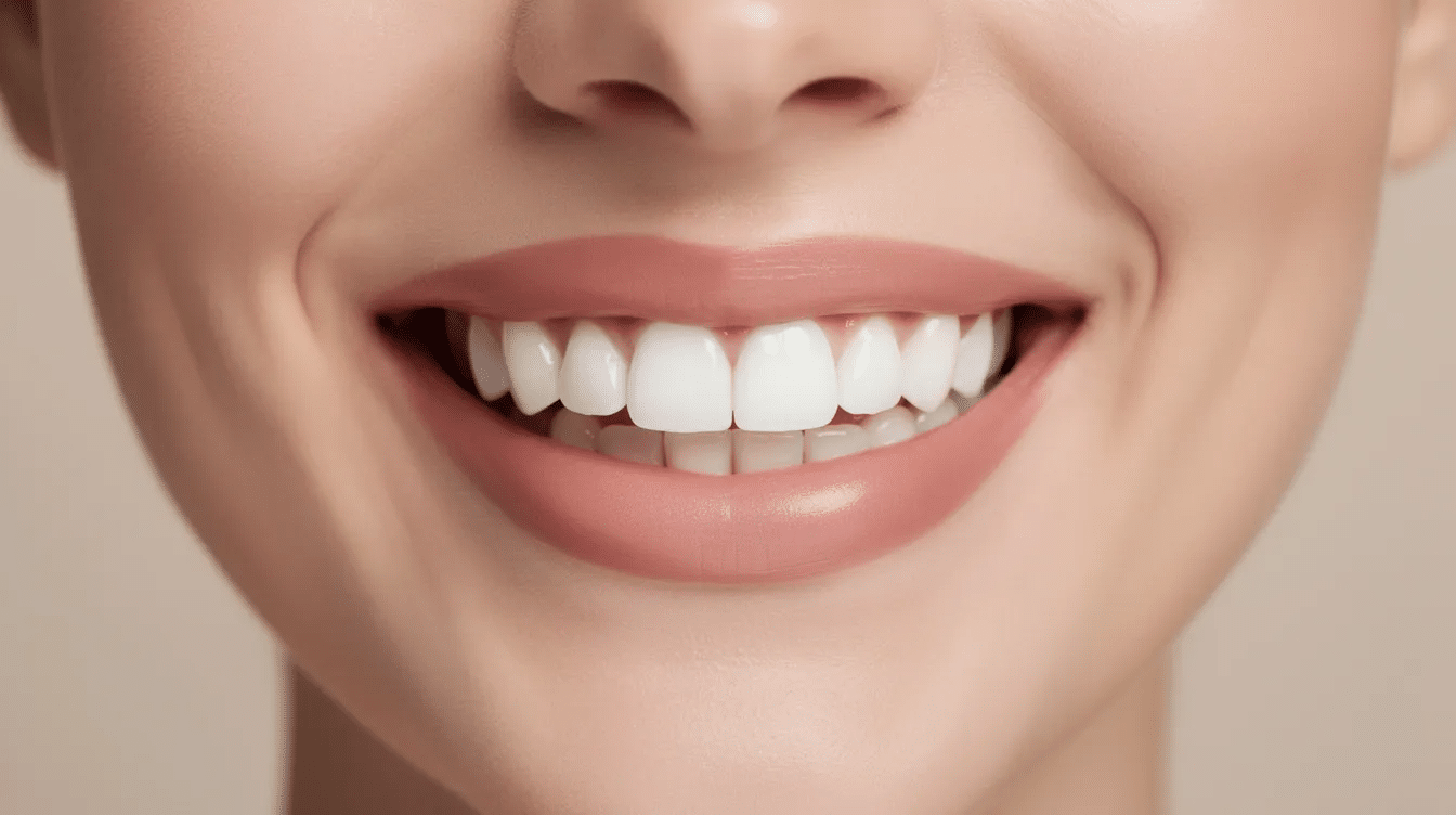 A close-up image of a person smiling, showcasing bright, even, and naturally white teeth, exemplifying the results of cosmetic dentistry. This aesthetically pleasing smile highlights the effectiveness of cosmetic dental procedures in enhancing oral health and self-esteem.